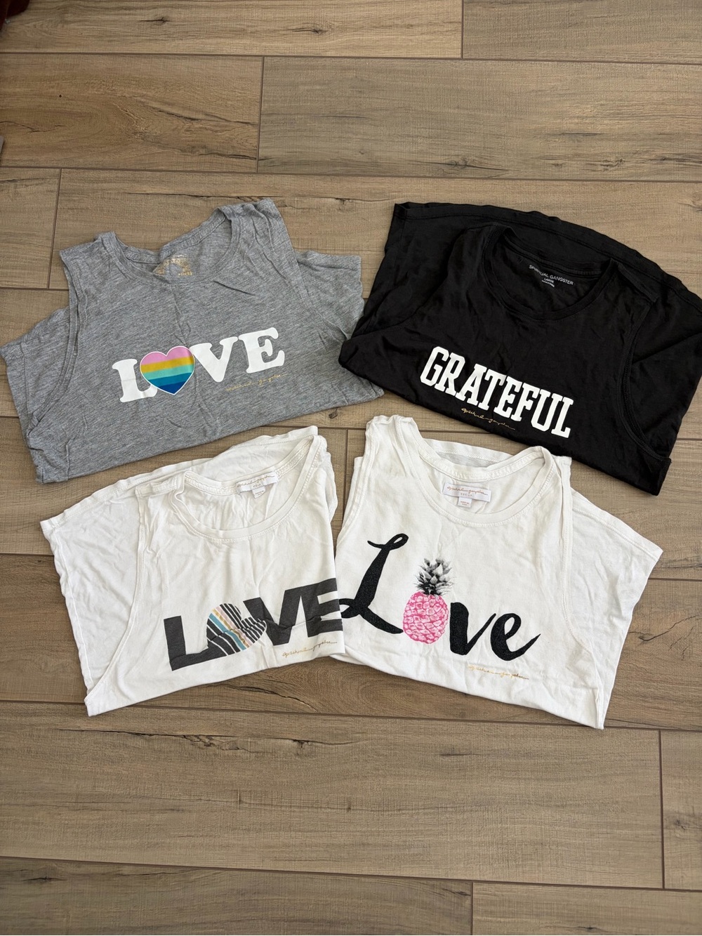 Spiritual Gangster ‘LOVE’ Bundle 4 Muscle Pima Cotton Tank Tops M/L